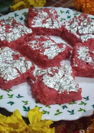 A picture of Rose burfi.