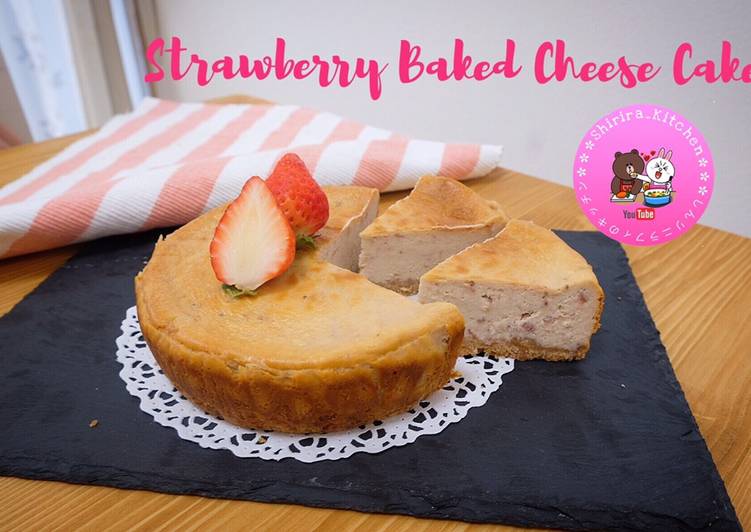 Langkah Mudah untuk Membuat Strawberry baked cheese cake (hanya mencampurkAn saja) yang Sempurna