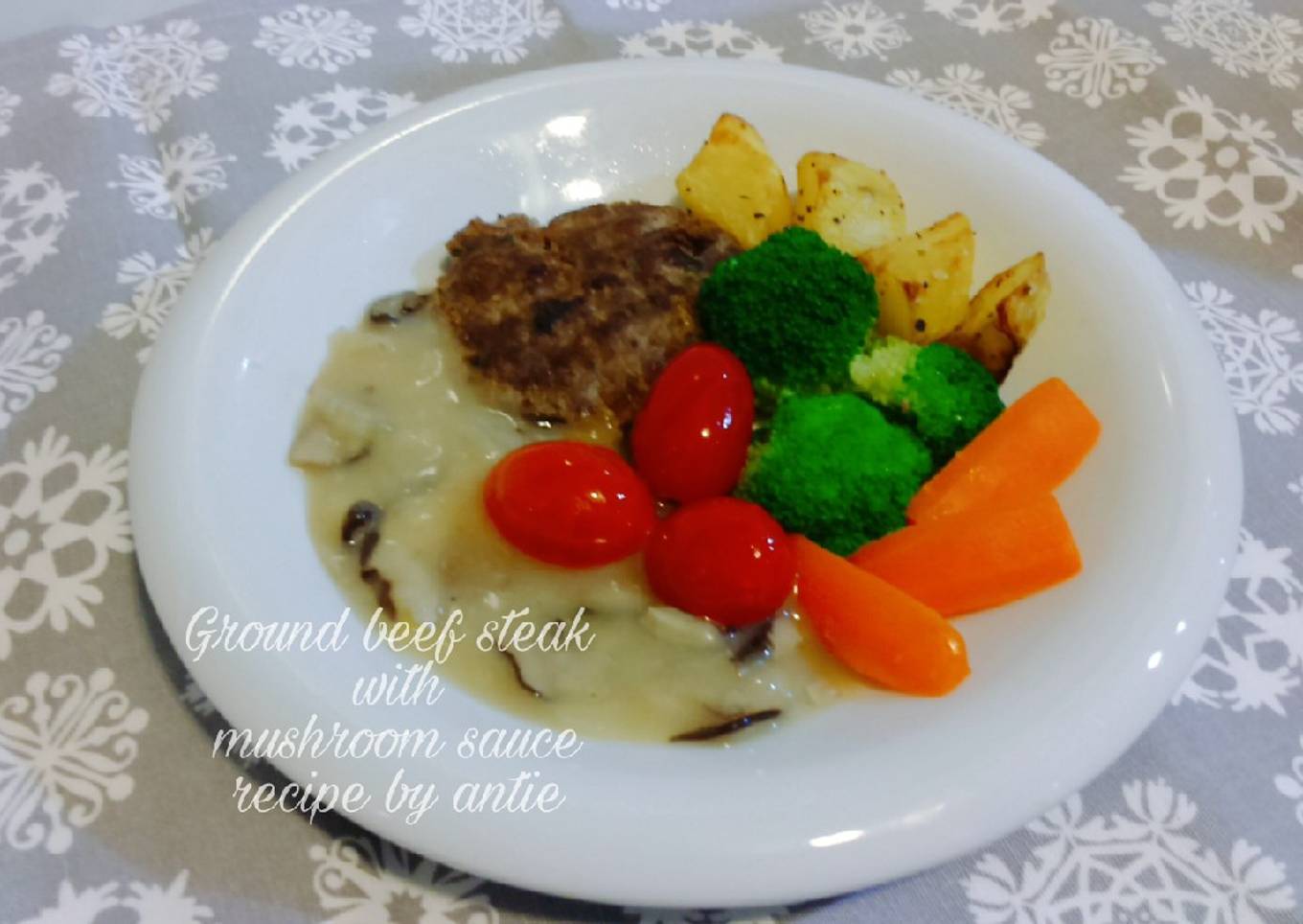 Ground beef steak with mushroom sauce