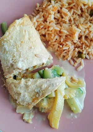 Una foto de Pechuga de pollo rellena de calabacitas 👏🏼