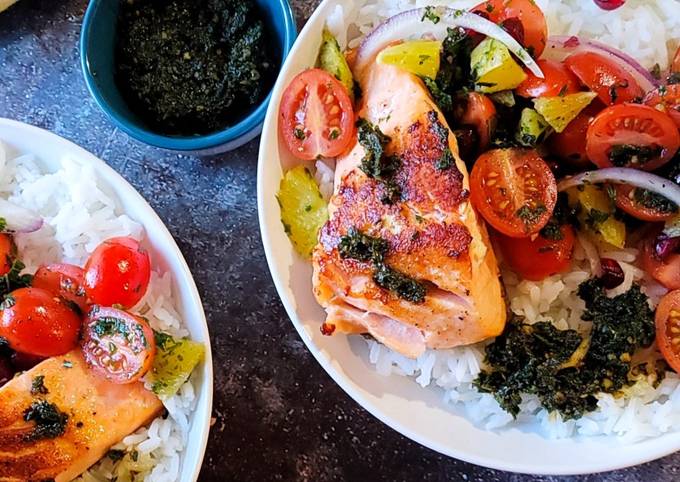 Recipe of Favorite Mint&Orange Salmon Rice Bowl