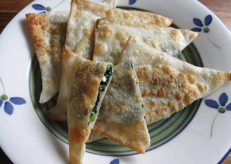 Easiest Way to Prepare Perfect Wonton Skin Spinach &amp; Feta Triangles