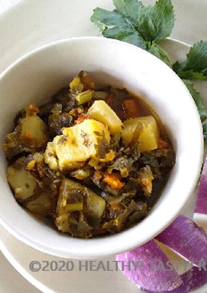 A picture of शलगम और शलगम के पत्ते (Turnip and Turnip Green Leaves Sabji recipe in Hindi).