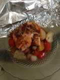 Salmon dengan ratatouille sederhana