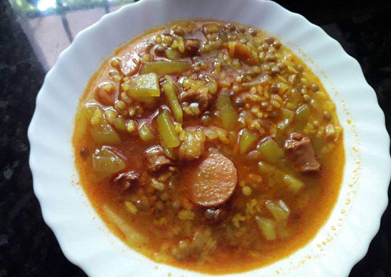 Lentejas con arroz y chorizo 🍲🍽