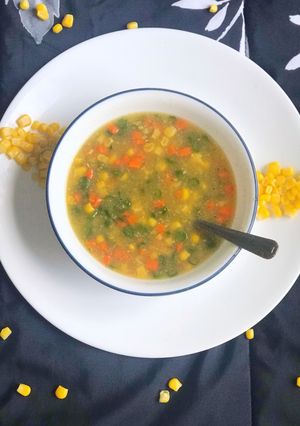 A picture of Sweet corn vegetable soup.