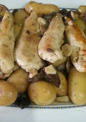 Una foto de Solomillos de pollo con setas (fácil)