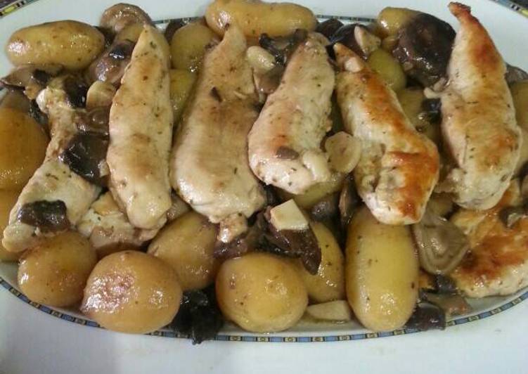 Solomillos de pollo con setas (fácil)