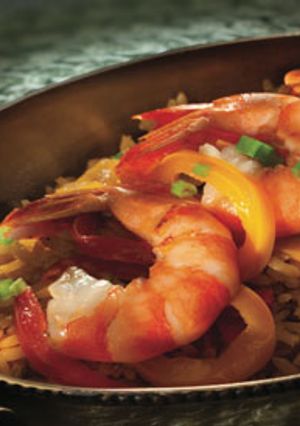 Una foto de Camarones con pimientos