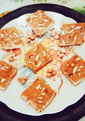 A picture of Healthy tasty rajgira flour and roasted peanut Burfi.