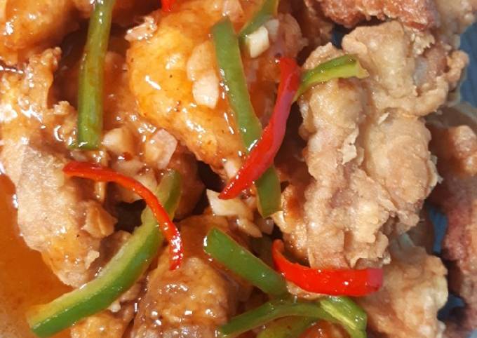 Resep Ayam balut tepung saus Asam Manis, Enak