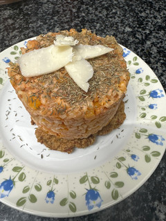 Una foto de 518. Tortitas de carne con risotto de calabaza (principal arroz)