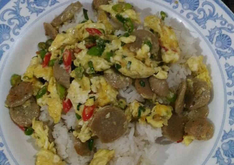 Orak Arik Telur Baso Pedas