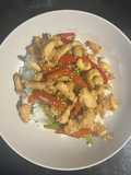 Pollo con anacardos y miel