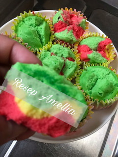 Foto resep Bolu kukus rainbow lembut all in one