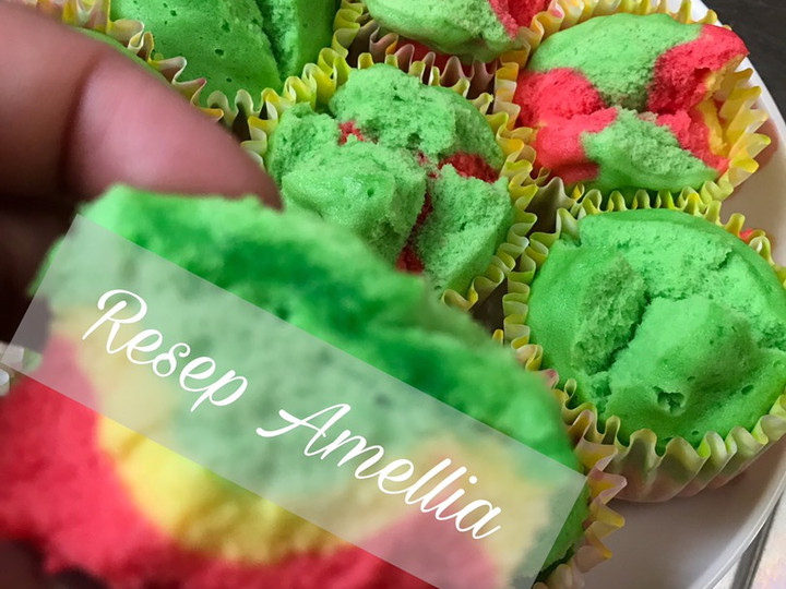 Resep Bolu kukus rainbow lembut all in one, Lezat Sekali