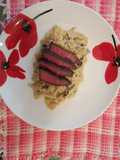 Pasta Carbonara with Herb Steak