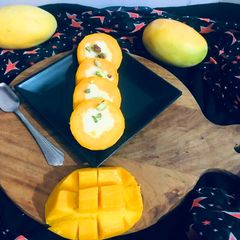 A picture of Stuffed mango kulfi.