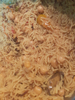 A picture of Lahori Achari Chana Pulao or Baryani.