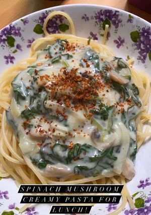 Foto resep Spinach Mushroom Creamy Pasta