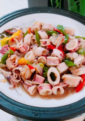 Foto resep Cumi Asin Pelangi.