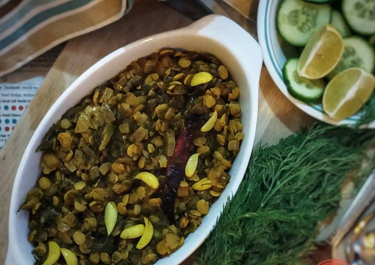 Recipe of Speedy Dill leaves lentil curry | Suva-toordal bhaji | Sabsige soppina palya