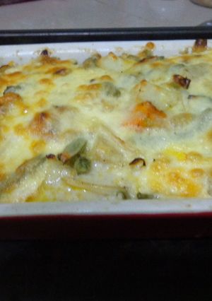A picture of Pumpkin, Beans and Potato Casserole.