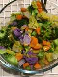 Microwave veggies salad with poppyseed dressing