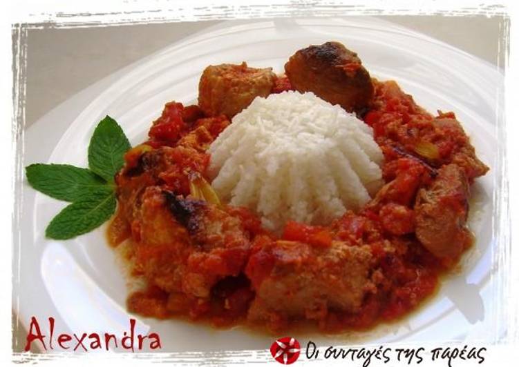 Recipe of Favorite Pork with kefalotyri and peppers