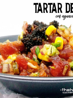 Foto principal de Tartar de atún con aguacate y langostinos