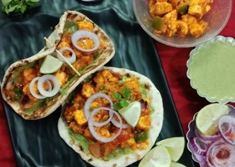 Recipe of Perfect Paneer tikka masala in naan tacos