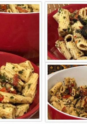 A picture of Cold pasta salad.