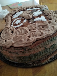Una foto de Tarta de plátano y relleno Kinder