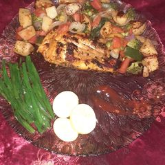 Fish with soutay Vegetables & Baked Fishy Parcels A picture of Fish with soutay Vegetables & Baked Fishy Parcels.
