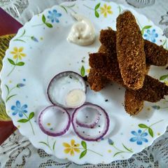 A picture of Homemade fish fingers #fish.