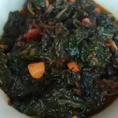 A picture of Lal Saag Curry/ Amaranath Saag Curry.