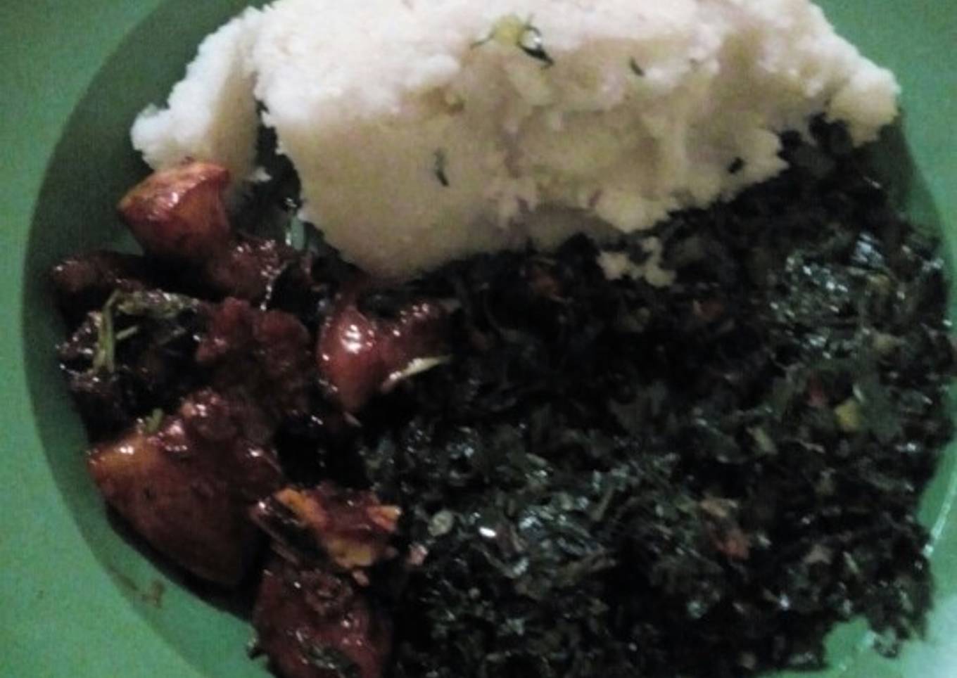 Ugali skuma with soy honey pork