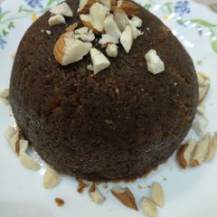 A picture of Bread Halwa with stuffed ice cream.