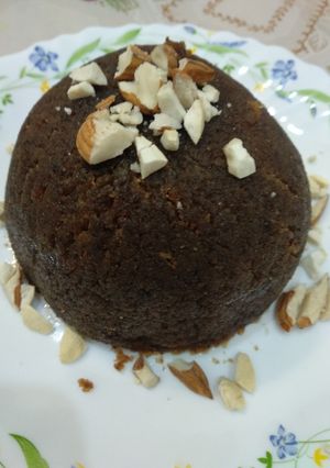 A picture of Bread Halwa with stuffed ice cream.