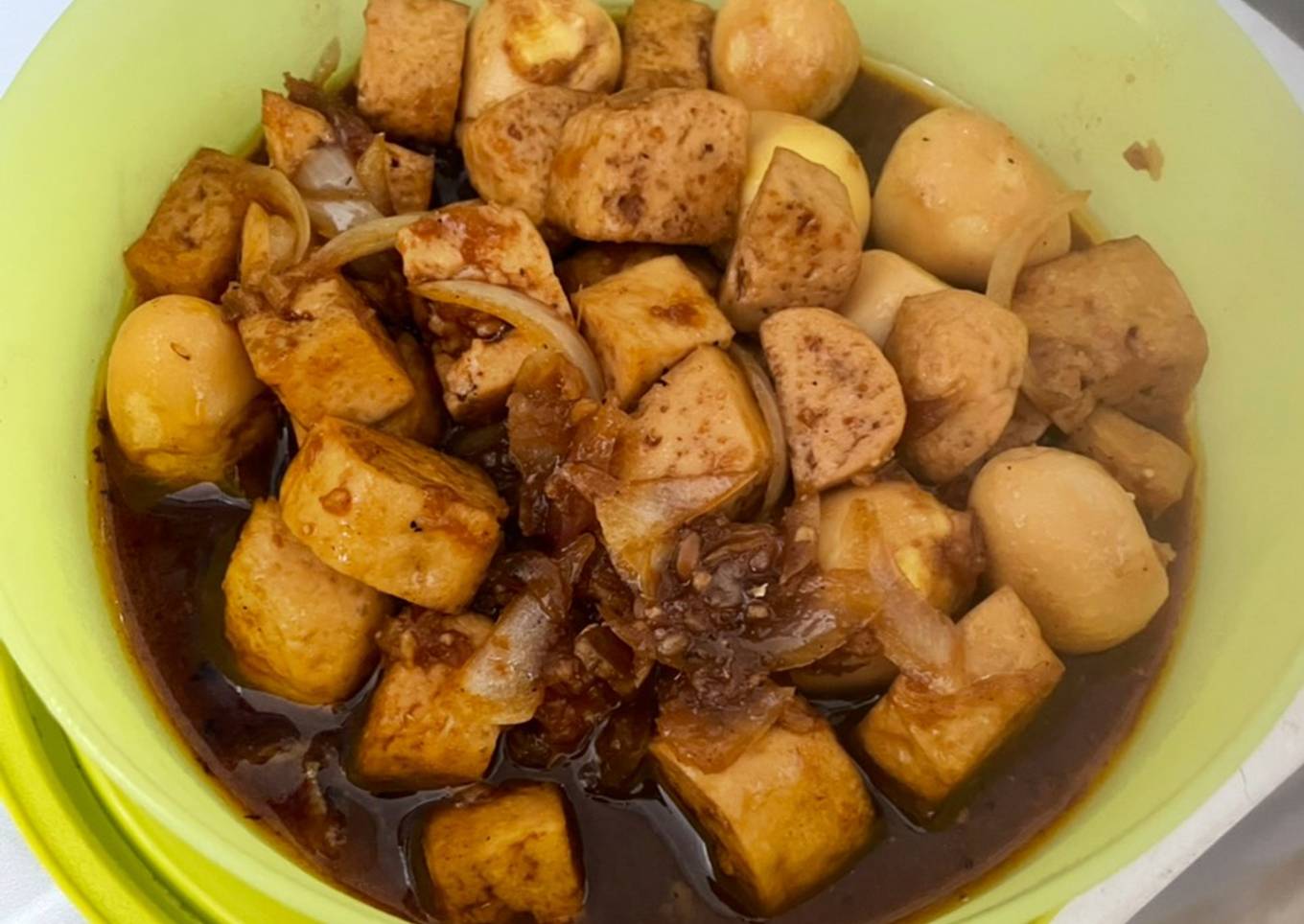 Tahu puyuh asam manis