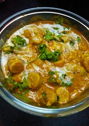 A picture of Gatta curry Rajasthani gatte curry.
