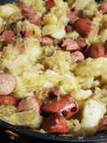 Kris’ sauerkraut hot dogs & potatoes
