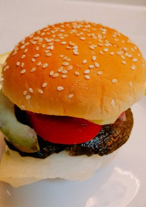 Una foto de Hamburguesa de Portobello, al chipotle