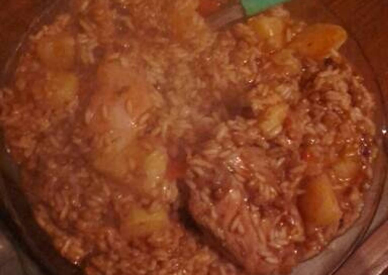 Guiso de arroz con lenteja y pollo