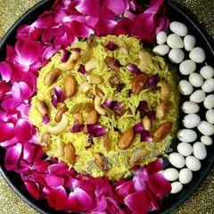 A picture of Kesar Gulkand Rose jarda pulav.