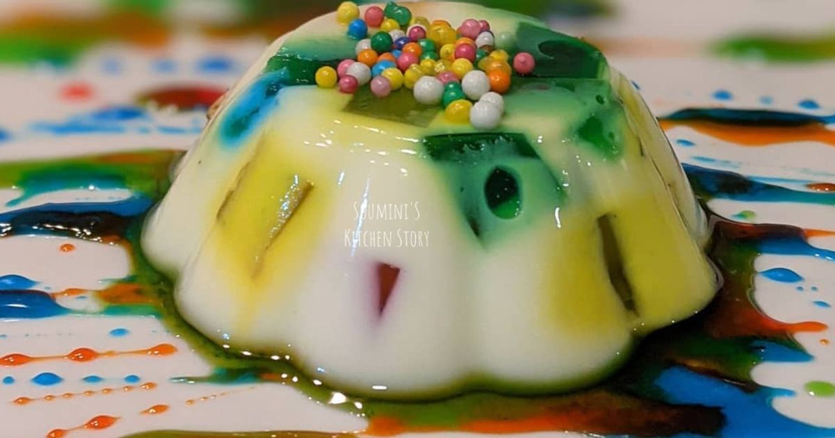Colourful Thandai Jello Pudding Recipe by Soumini Bhattacherjee - Cookpad