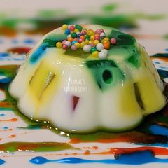 A picture of Colourful Thandai Jello Pudding.