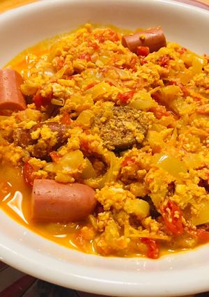 Lecsó tojásosan recept fotója