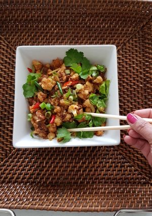 A picture of Miso Sweet Chilli Cauliflower florets.