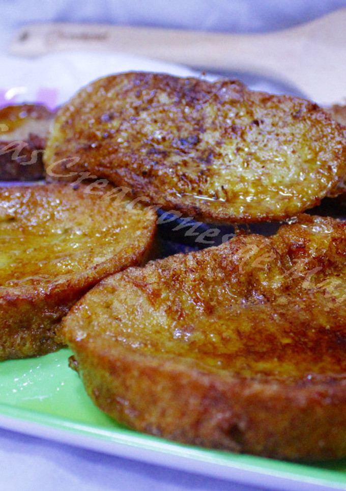 Una foto de Torrijas sin lactosa, con sirope de agave